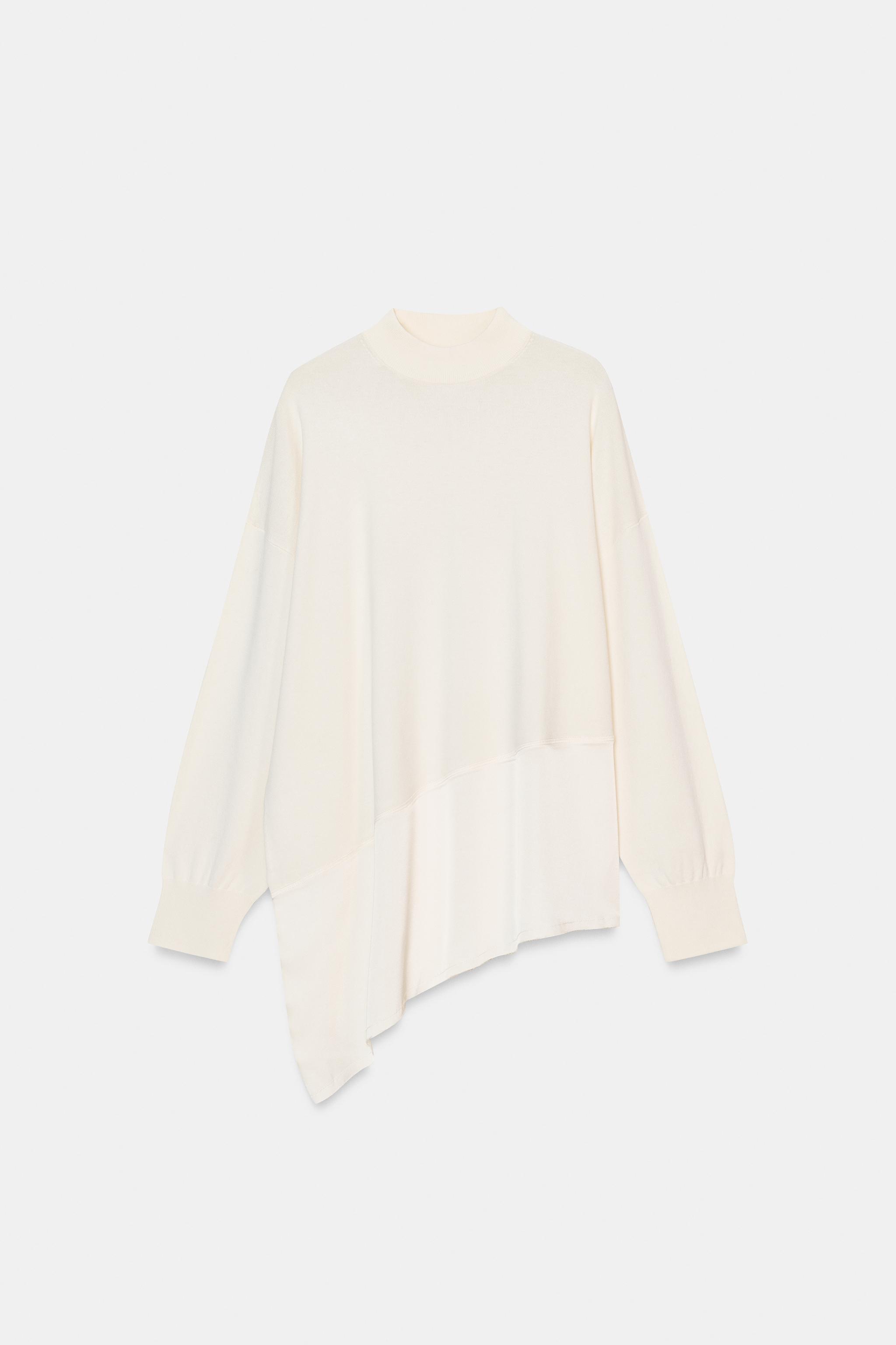 ASYMMETRIC COMBINATION KNIT JUMPER